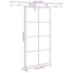 Vidaxl Posuvné dveře s kováním 102,5 x 205 cm ESG sklo a hliník