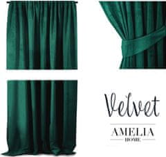 AmeliaHome Závěs Velvet 140x270 cm tmavě zelený, velikost 140x270