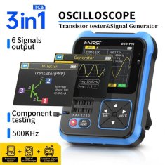 Osciloskop 500kHz, generátor funkcí a tester součástek FNIRSI DSO-TC3