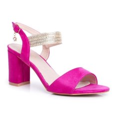 Dámské sandály na podpatku Suede Fuchsia velikost 40