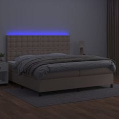 Vidaxl Box spring postel matrace a LED cappuccino 200x200cm umělá kůže