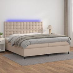 Vidaxl Box spring postel matrace a LED cappuccino 200x200cm umělá kůže