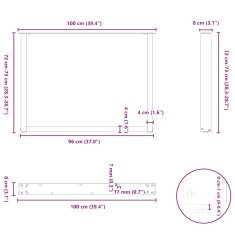 Vidaxl Nohy konferenčního stolku ve tvaru U 2 ks 100x(72-73) cm ocel