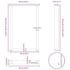 Vidaxl Nohy konferenčního stolku ve tvaru U 2 ks černé 60x(90-91) cm