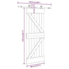 Vidaxl Posuvné dveře s kováním 80 x 210 cm masivní borové dřevo