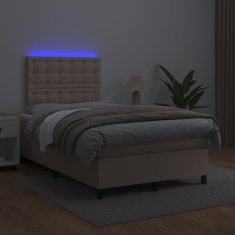 Vidaxl Box spring postel matrace a LED cappuccino 120x200cm umělá kůže