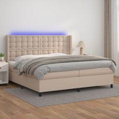 Vidaxl Box spring postel matrace a LED cappuccino 200x200cm umělá kůže