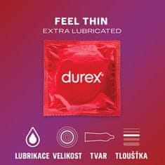 Durex Kondomy Feel Thin Extra Lubricated Regular Fit (Odstín 24 ks)