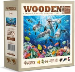 Wooden city Dřevěné puzzle Šťastní delfíni 1010 dílků