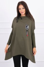 Kesi Oversize mikina s asymetrickými stranami khaki Velikost: UNI