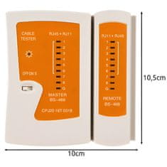 MG Bigstren tester kabelů RJ45 / RJ11, bílý/oranžový