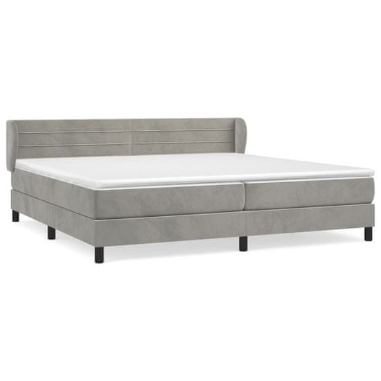 Vidaxl Box spring postel s matrací světle šedá 200x200 cm samet