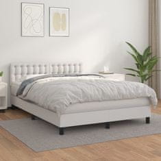 Vidaxl Box spring postel s matrací bílá 140x200 cm umělá kůže