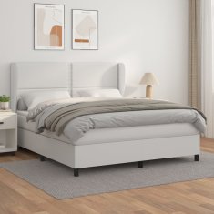 Vidaxl Box spring postel s matrací bílá 180x200 cm umělá kůže