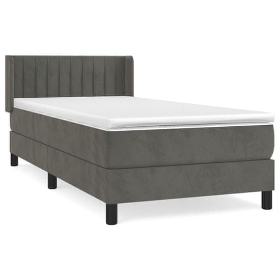 Vidaxl Box spring postel s matrací tmavě šedá 90x200 cm samet