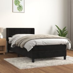 Vidaxl Box spring postel s matrací černá 100x200 cm samet