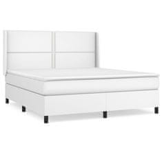 Vidaxl Box spring postel s matrací bílá 160x200 cm umělá kůže