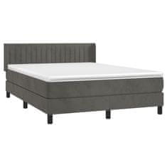 Vidaxl Box spring postel s matrací tmavě šedá 200x200 cm samet