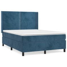 Vidaxl Box spring postel s matrací tmavě modrá 140x190 cm samet