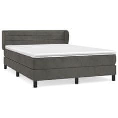 Vidaxl Box spring postel s matrací tmavě šedá 160x200 cm samet