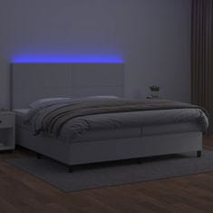 Vidaxl Box spring postel s matrací a LED bílá 200x200 cm umělá kůže