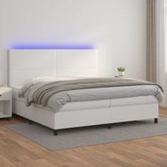 Vidaxl Box spring postel s matrací a LED bílá 200x200 cm umělá kůže