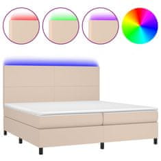 Vidaxl Box spring postel matrace a LED cappuccino 200x200cm umělá kůže