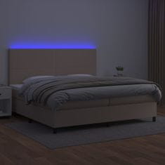 Vidaxl Box spring postel matrace a LED cappuccino 200x200cm umělá kůže