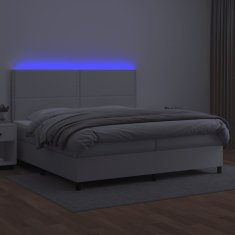 Vidaxl Box spring postel s matrací a LED bílá 200x200 cm umělá kůže