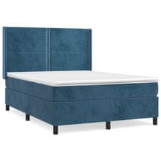 Vidaxl Box spring postel s matrací tmavě modrá 140x200 cm samet