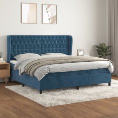 Vidaxl Box spring postel s matrací tmavě modrá 200x200 cm samet