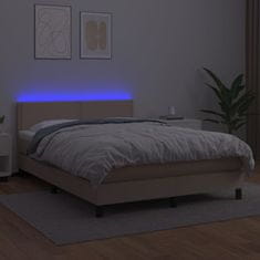 Vidaxl Box spring postel matrace a LED cappuccino 140x190cm umělá kůže