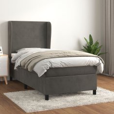 Vidaxl Box spring postel s matrací tmavě šedá 90x190 cm samet