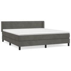 Vidaxl Box spring postel s matrací tmavě šedá 160x200 cm samet