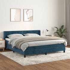 Vidaxl Box spring postel s matrací tmavě modrá 180x200 cm samet