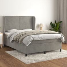 Vidaxl Box spring postel s matrací světle šedá 140x190 cm samet