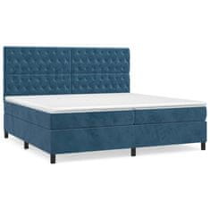 Vidaxl Box spring postel s matrací tmavě modrá 200x200 cm samet