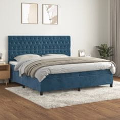 Vidaxl Box spring postel s matrací tmavě modrá 200x200 cm samet