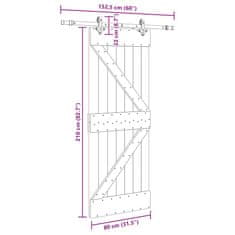 Vidaxl Posuvné dveře s kováním 80 x 210 cm masivní borové dřevo