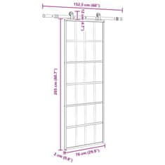 Vidaxl Posuvné dveře s kováním 76x205 cm ESG sklo a hliník