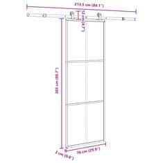 Vidaxl Posuvné dveře s kováním 76x205 cm ESG sklo a hliník