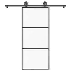 Vidaxl Posuvné dveře s kováním 90x205 cm ESG sklo a hliník