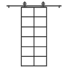 Vidaxl Posuvné dveře s kováním 90x205 cm ESG sklo a hliník