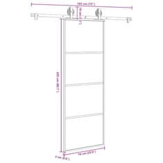 Vidaxl Posuvné dveře s kováním 76x205 cm ESG sklo a hliník