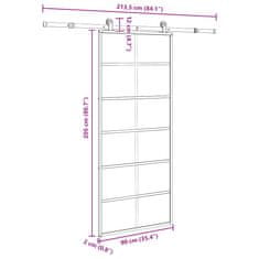 Vidaxl Posuvné dveře s kováním 90x205 cm ESG sklo a hliník