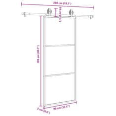 Vidaxl Posuvné dveře s kováním 90x205 cm ESG sklo a hliník