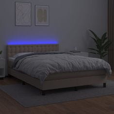 Vidaxl Box spring postel matrace a LED cappuccino 140x200cm umělá kůže