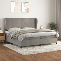 Vidaxl Box spring postel s matrací světle šedá 200x200 cm samet