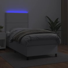 Vidaxl Box spring postel s matrací a LED bílá 90x190 cm umělá kůže