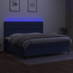 Vidaxl Box spring postel s matrací a LED modrá 200x200 cm textil